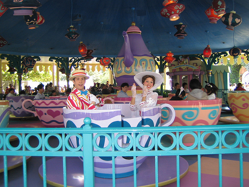 Mary Poppins and Bert on the Teacups
